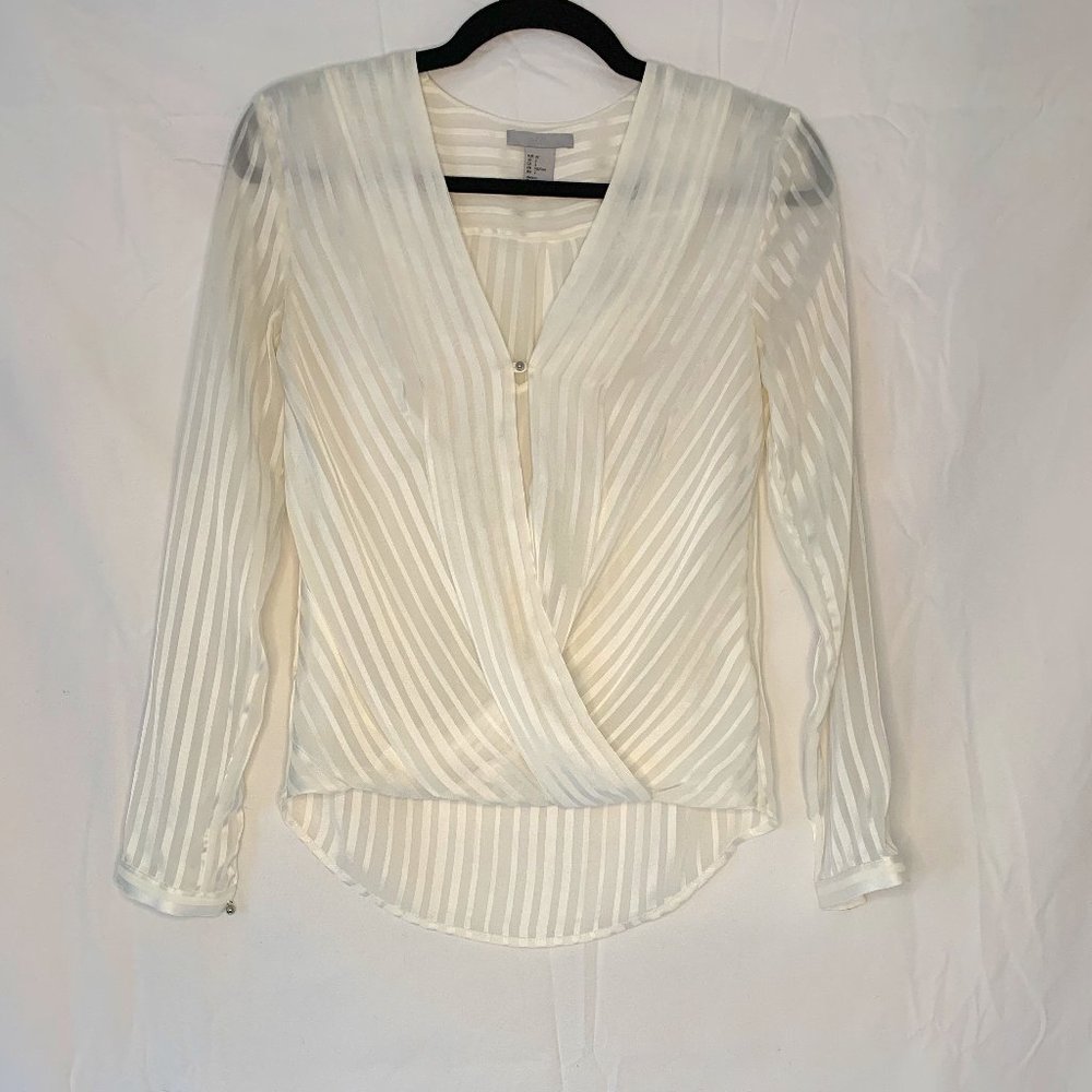 White Cream Striped Layered Blouse
